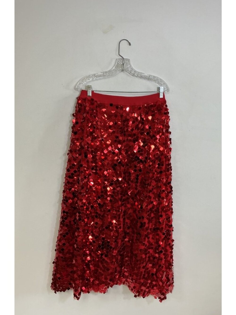 Red Sequin Bling Maxi Skirt Metallic Party Costume Womens 4XL - Picture 6 of 7